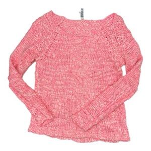 Aeropostale Women's Bright Pink and White Long Sleeve Knit Sweater Size M